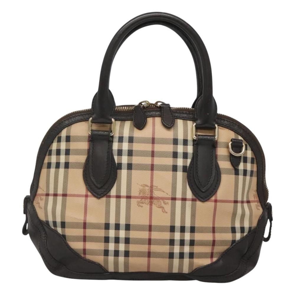 BURBERRY Nova Check Hand Bag PVC Beige Gold Auth 124791 - Picture 13 of 16